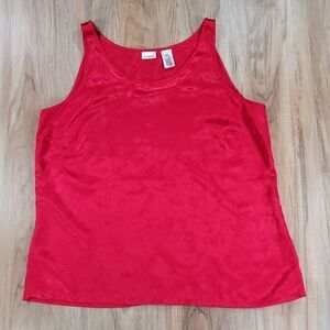 🔺️Vintage Enchanting Red Floral Jacquard Sleeveless Top Size 14